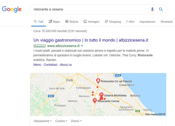 campagne google ads ristorante